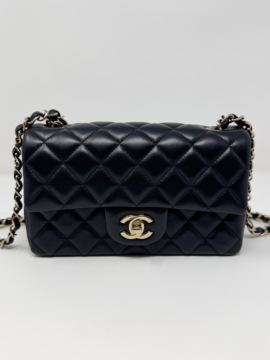 CHANEL Handbags - Chanel Lambskin Mini Rectangular Classic Flap Black